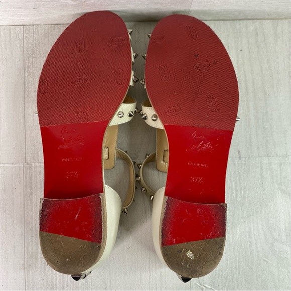 Christian Louboutin LoubiClou Studded Caged Leather Gladiator Sandals Sz 37.5 - Picture 8 of 10